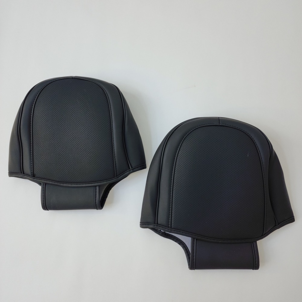 Universal Black Faux Leather Perforated Car Headrest Covers Set of 2 Protective